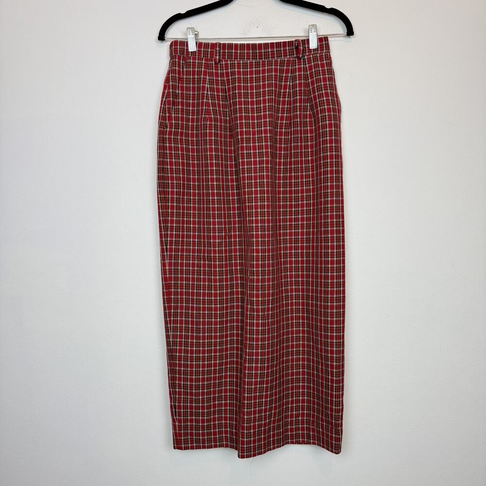 Vintage 90s Sharon Young sportswear plaid tartan maxi skirt sz 6 preppy goth